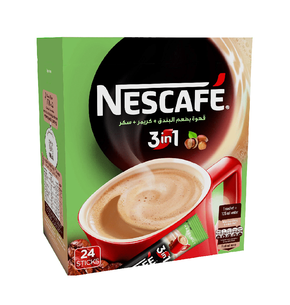 Nescafe - 3 in 1 Hazelnut Flavor - 24 Sachets