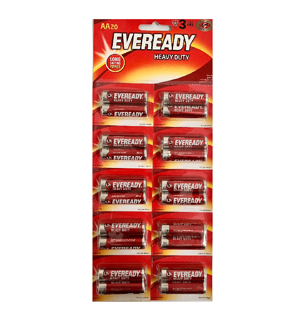 Eveready Heavy Duty Battery AAA R03 - 10 Packs 20 Batteries