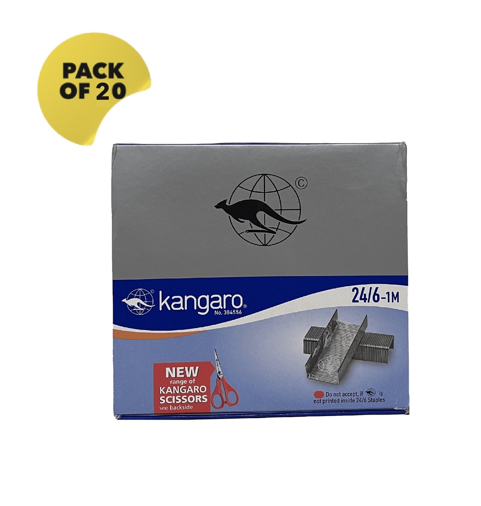 Kangaro Staples - 24/6 Pack of 20 Small Pack