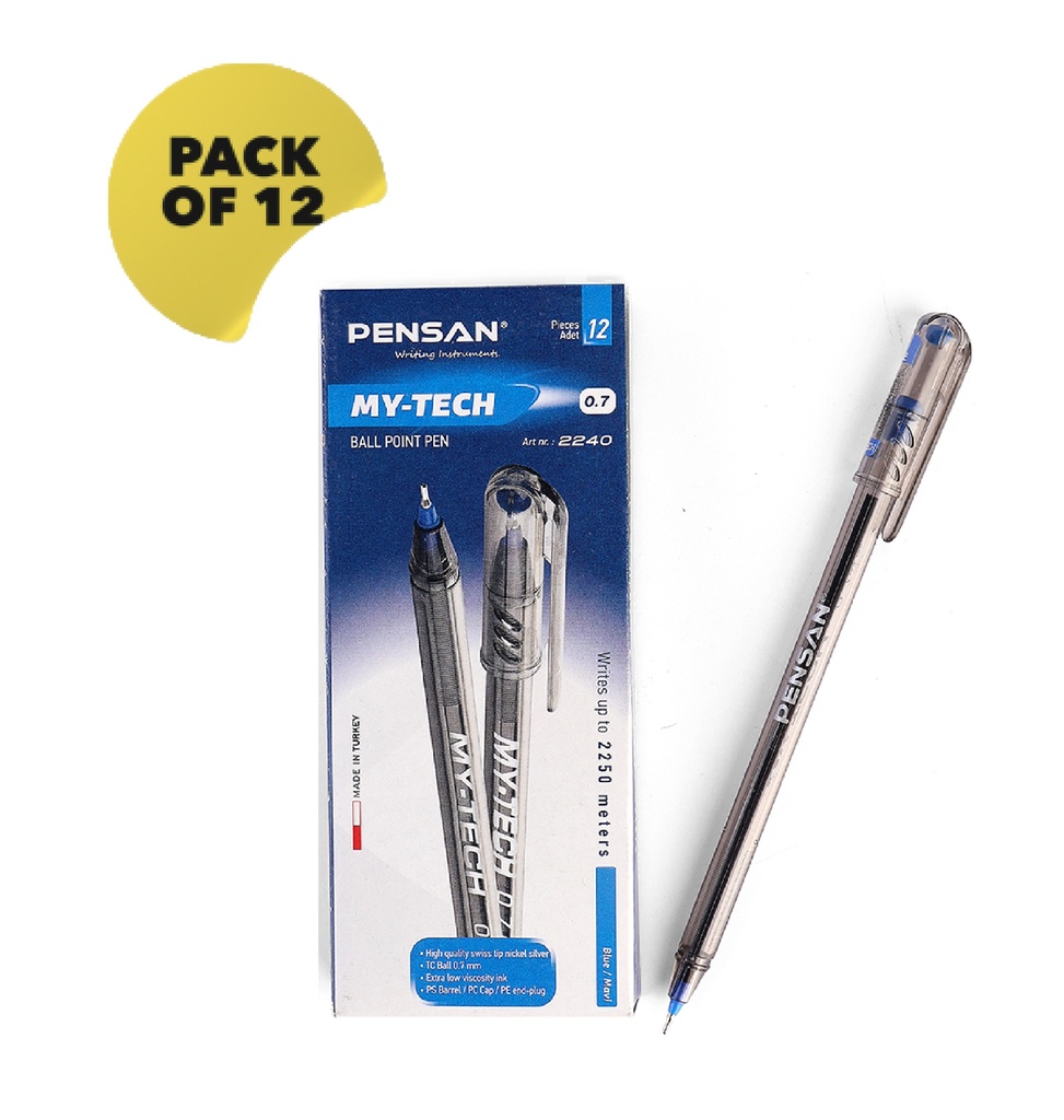 قلم أزرق صناعة تركية - سن 0.7ملل - عبوة 12 قلم 