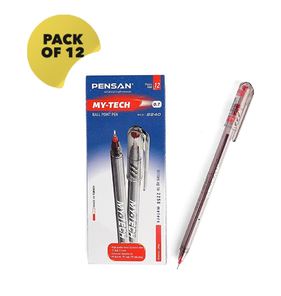 Pensan Turkish Red Pen TC Ball 0.7mm - pack of 12