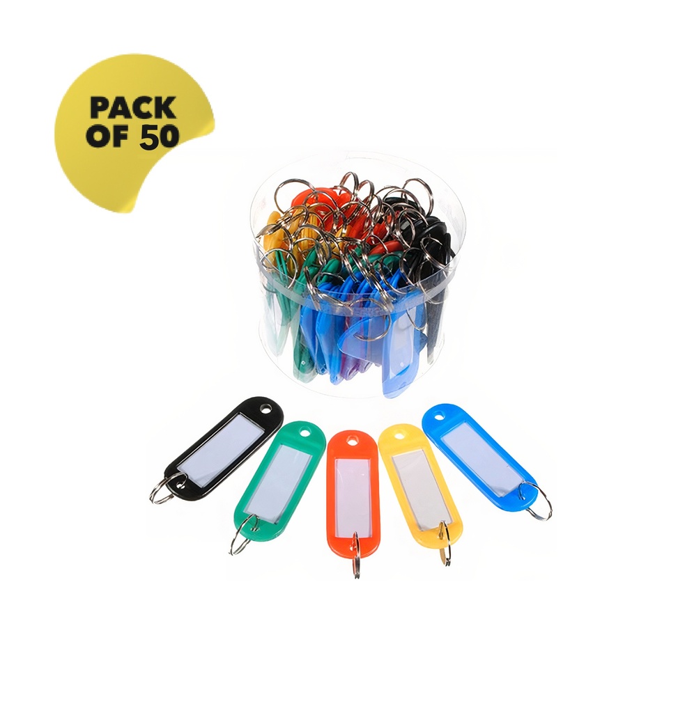 Plastic keychain display with card, multicolor - pack of 50