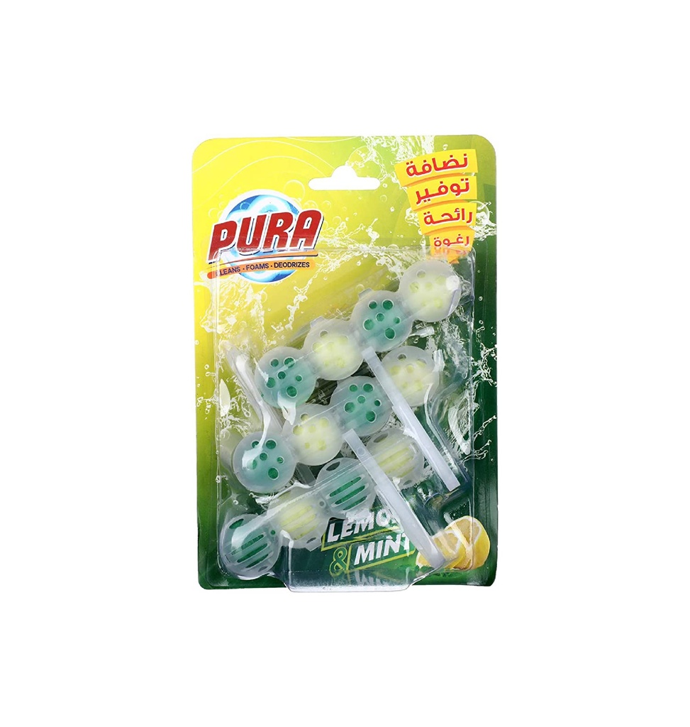 Pura Toilet Cleaning Blocks Lemon Scent - 3 Pieces