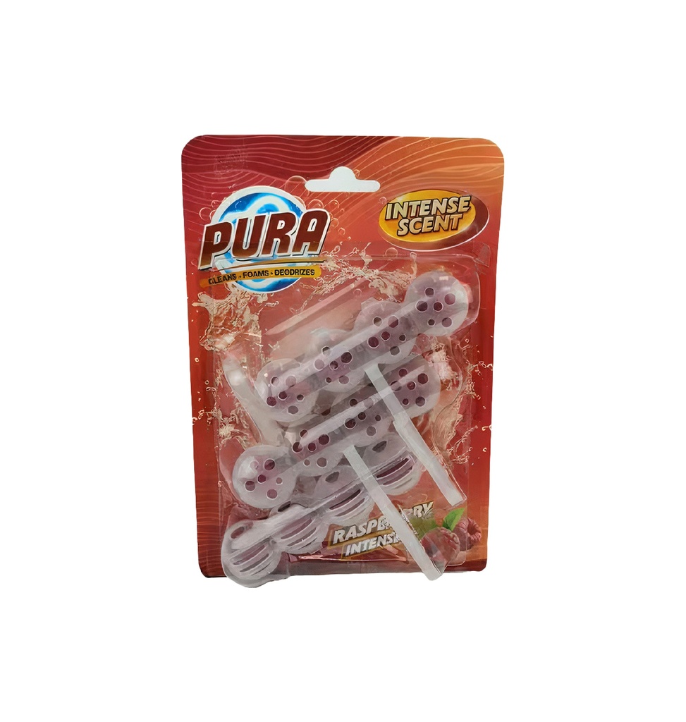 Pura Toilet Cleaning Blocks Raspberry Scent - 3 Pieces