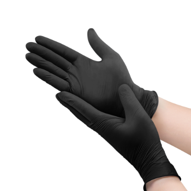 Latex Examination Gloves Free Powder, Large Black - 100pcs 