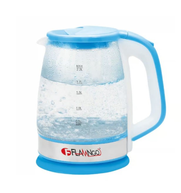 Flamingo Glass Electric Kettle, 2.2L 