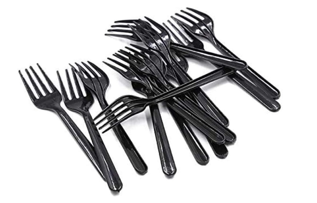 Disposable - Black Plastic Fork large - 50 pcs