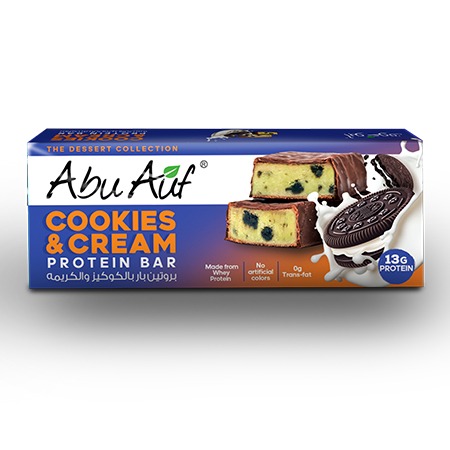 Abu Auf Protein Bar Cookies & Cream - 50 gm - Pack of 12 