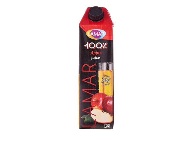 Lamar Apple juice without sugar, 1 Liter Pack of 12