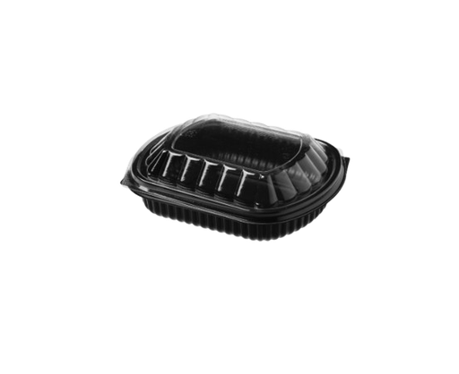 [14113] Black Dishes With Clear Lid For Microwave - Pack of 50