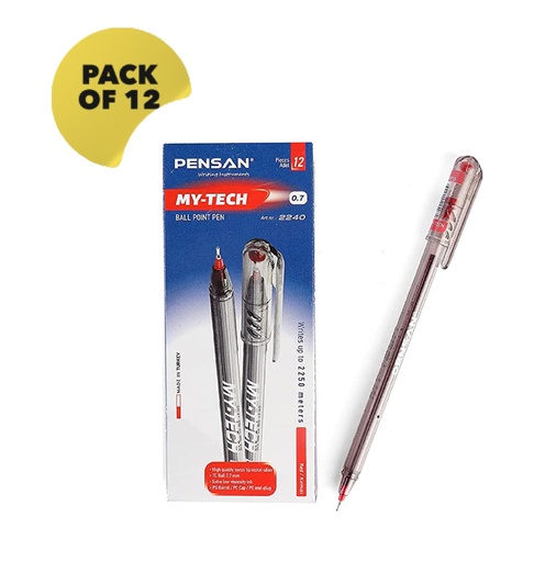 [15707] Pensan Turkish Red Pen TC Ball 0.7mm - pack of 12