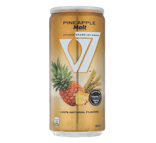 [14611] V7 Vitamin Sparkling Drink 100% Natural - Pineapple 300ml Pack of 24