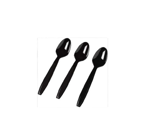 [14743] Disposable - Plastic spoon large Black - 50 pc